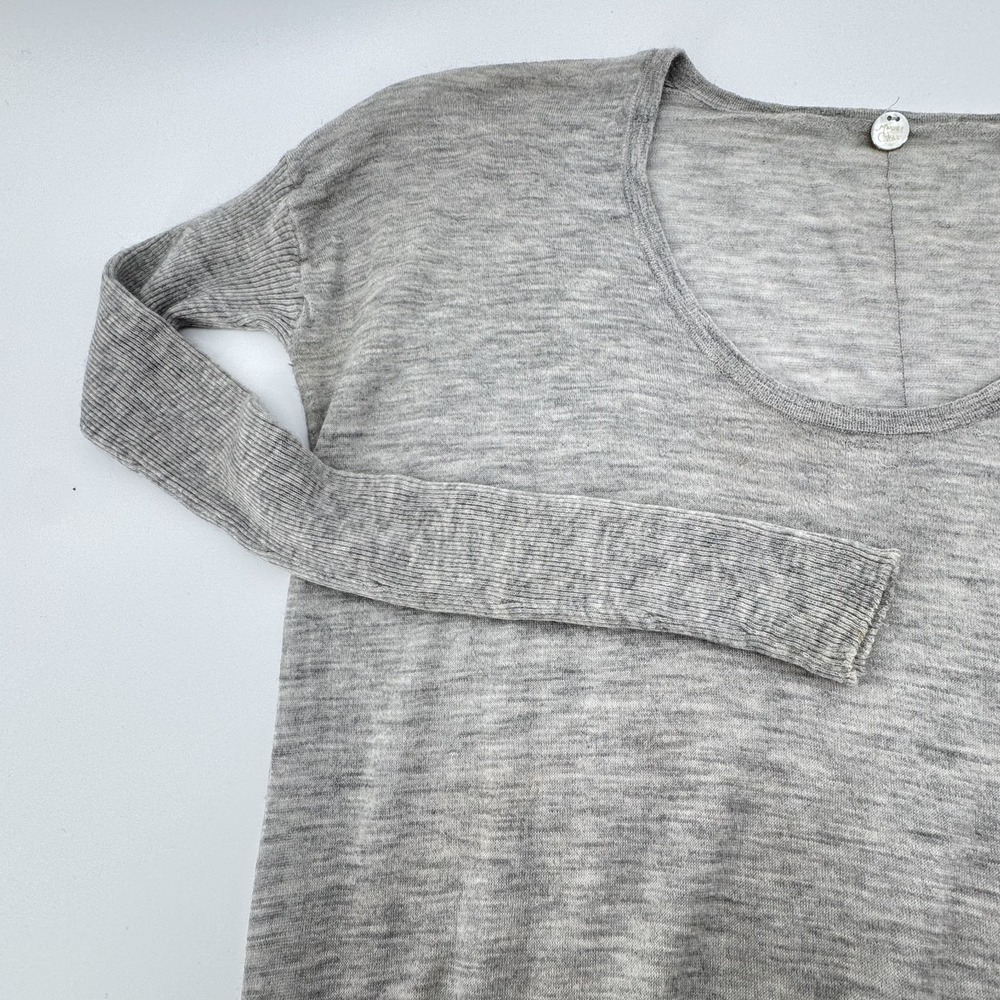 Margaret O'Leary Sweater Womens Medium Gray‎ Cashmere Scoop Neck Ribbed Sleeve - Picture 5 of 9